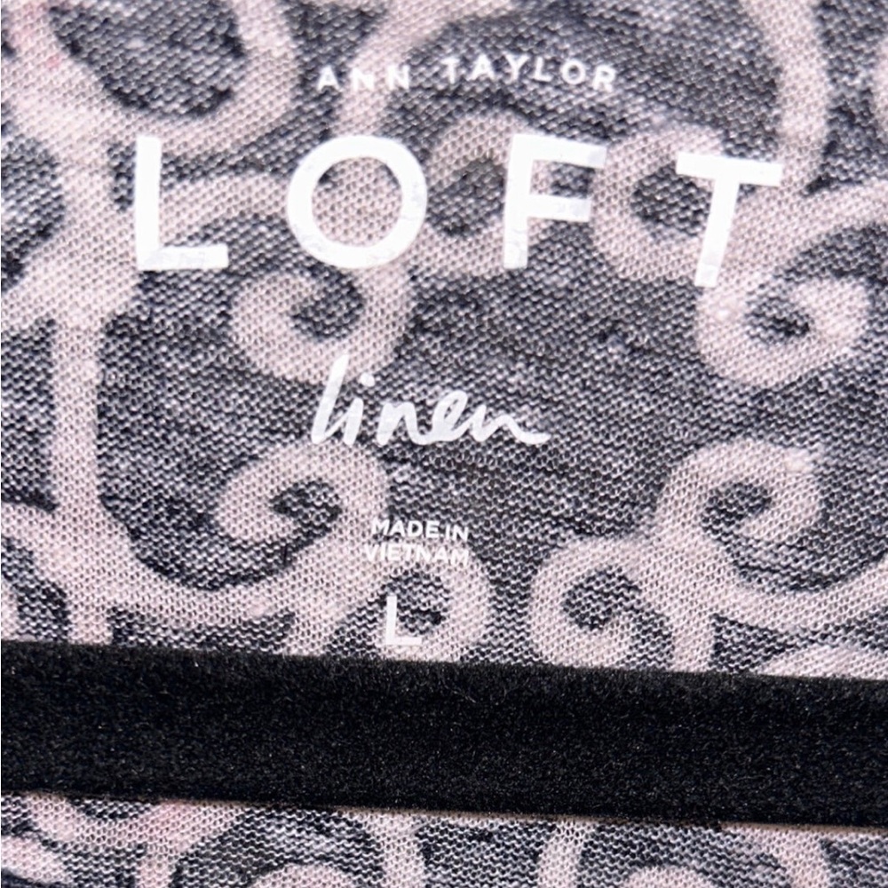 Ann Taylor Loft Linen Tee Sz Large; Navy/White/Lt. Coral - Picture 2 of 5